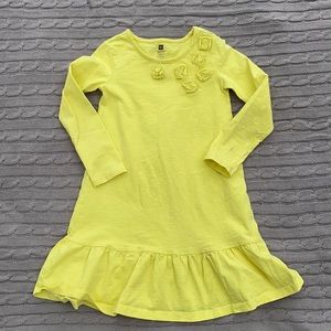 Tea Collection bright yellow LS dress 6 flowers